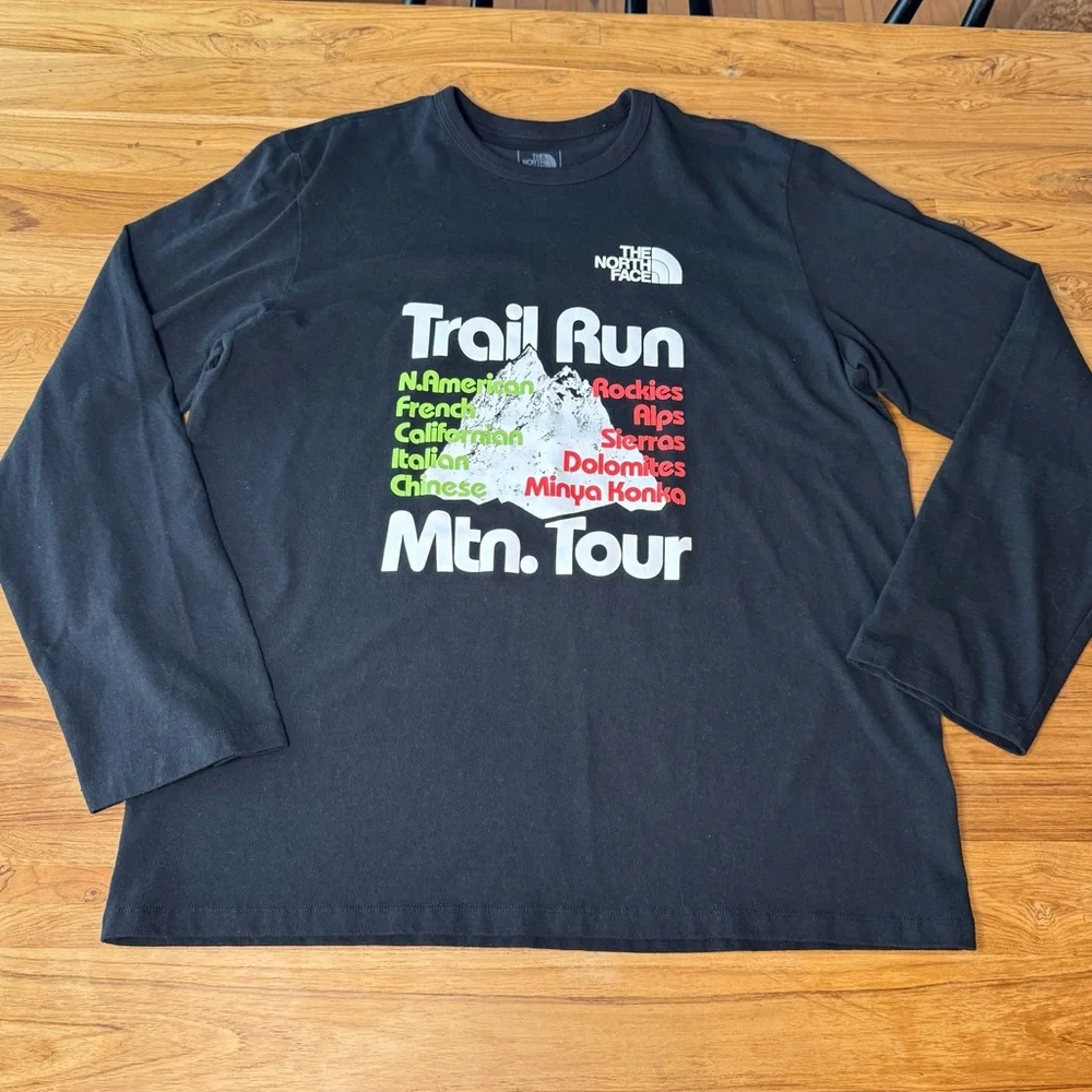 The North Face Long Sleeve Shirt Men’s XL Trail Run Mtn. Tour Black Mountains